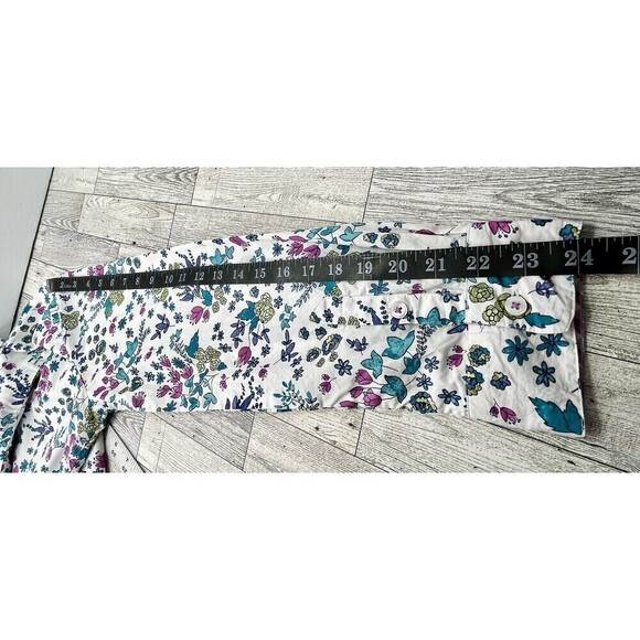 Appleseed Limited Edition Floral Flip Contrast Cuff Top Womens White 10 Office - Picture 11 of 15